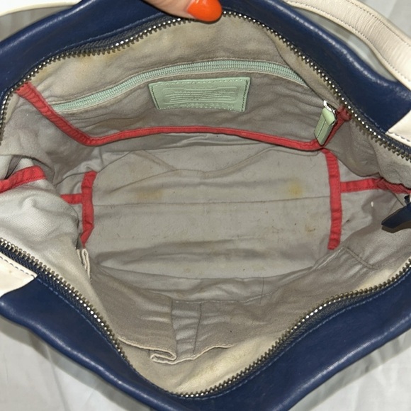 Coach 23711 Weekend Color Block Leather Blue and White Shoulder Bag - Picture 10 of 11